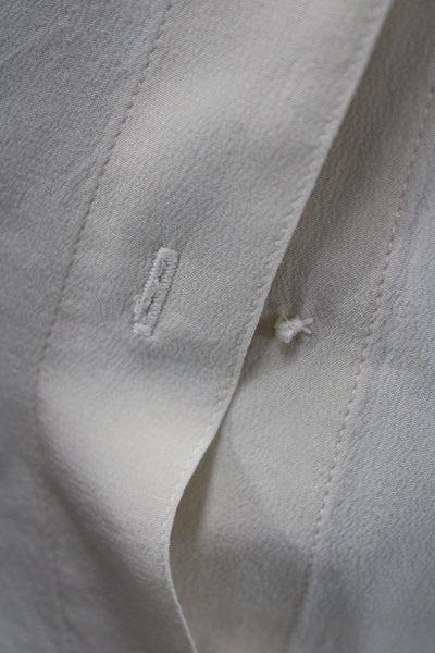 Reformation Women Basic Ivory Silk Collared Button Long Sleeve Blouse Size XS