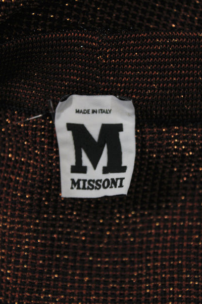 Missoni Women Cardigan Long Sleeve Striped Metallic Brown V Neck Size 12