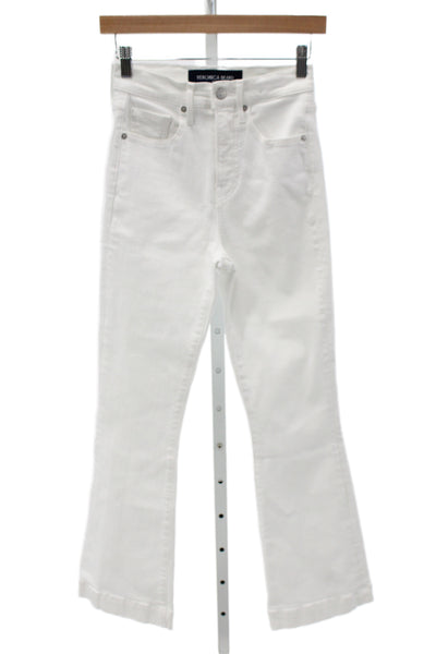 Veronica Beard Women Cropped White Mid Rise Jeans Button Cotton Size 25