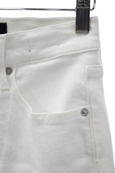Veronica Beard Women Cropped White Mid Rise Jeans Button Cotton Size 25