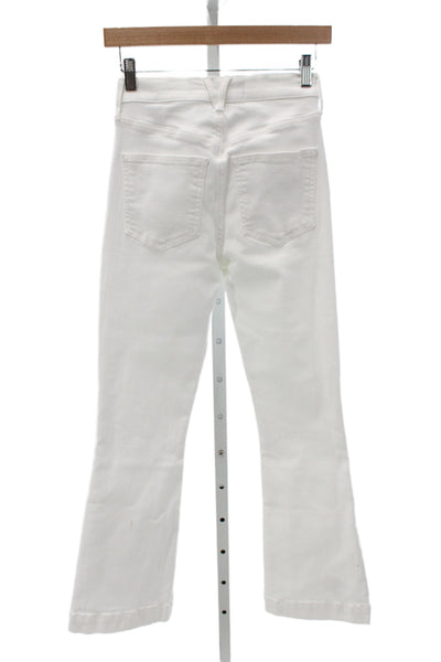 Veronica Beard Women Cropped White Mid Rise Jeans Button Cotton Size 25