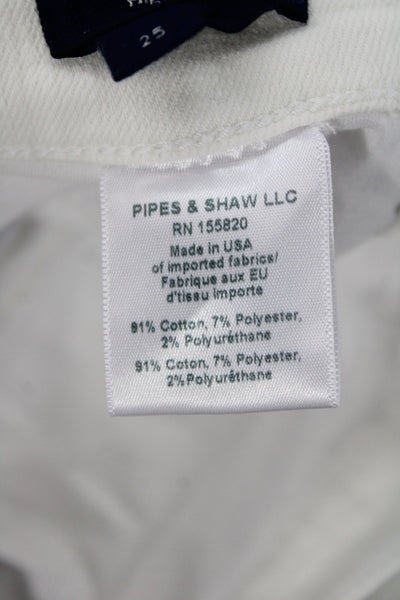 Veronica Beard Women Cropped White Mid Rise Jeans Button Cotton Size 25