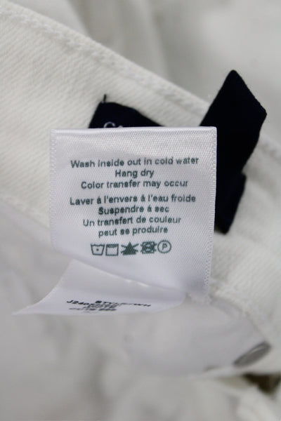 Veronica Beard Women Cropped White Mid Rise Jeans Button Cotton Size 25