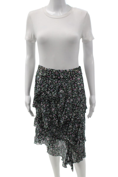 Etoile Isabel Marant Womens Black Floral Mini Skirt Viscose Pull On Size 36