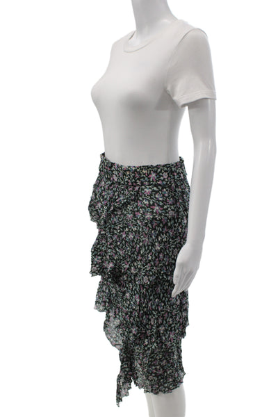 Etoile Isabel Marant Womens Black Floral Mini Skirt Viscose Pull On Size 36