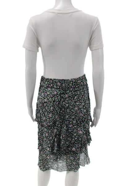 Etoile Isabel Marant Womens Black Floral Mini Skirt Viscose Pull On Size 36