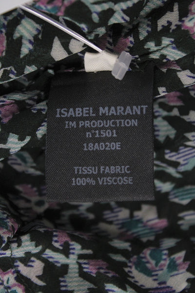 Etoile Isabel Marant Womens Black Floral Mini Skirt Viscose Pull On Size 36
