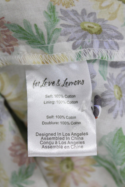 For Love & Lemons Womens Sundress Floral Square Neck Short Sleeve Zip Size XS