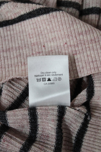 Veronica Beard Womens Pullover Sweater Beige Striped V-Neck Long Sleeve Size S
