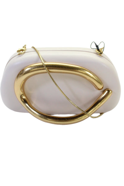 Zara Womens Leather Metal Applique Crossbody Shoulder Handbag White