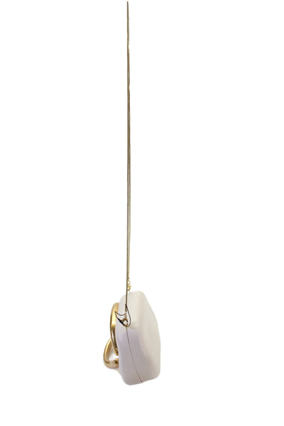 Zara Womens Leather Metal Applique Crossbody Shoulder Handbag White