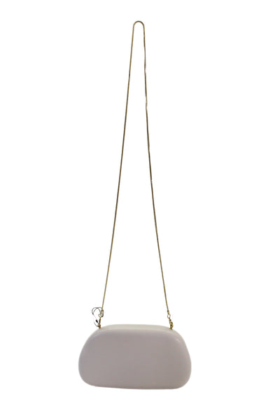 Zara Womens Leather Metal Applique Crossbody Shoulder Handbag White
