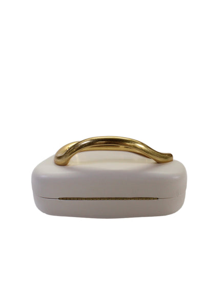 Zara Womens Leather Metal Applique Crossbody Shoulder Handbag White