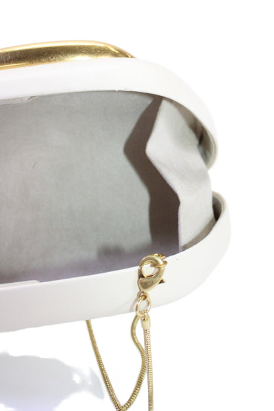 Zara Womens Leather Metal Applique Crossbody Shoulder Handbag White