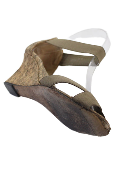 Manolo Blahnik Womens Crisscross Ankle Strap Wedge Sandals Shoes Brown Size 7