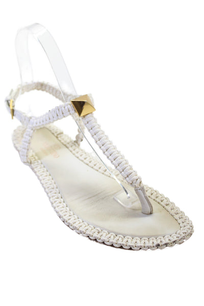 Valentino Garavani Womens Leather Thong Slingbacks Sandals White Size 37 7