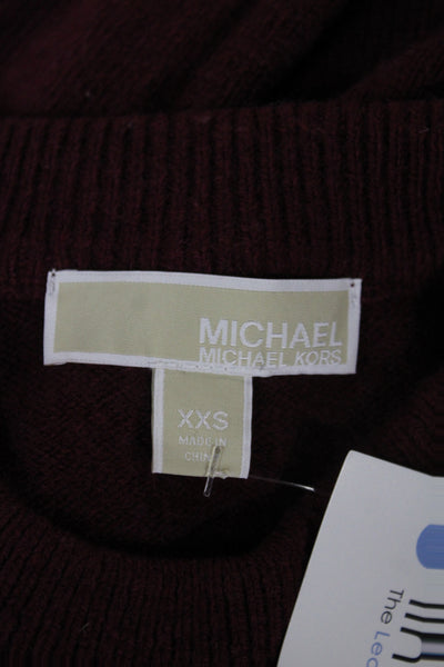 Michael Michael Kors Women Red Crew Neck Long Sleeve Pullover Size 2XS