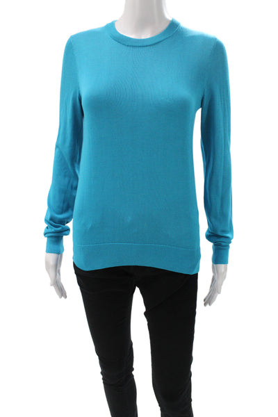 Michael Michael Kors Women Pullover Sweater Blue Crew Neck Long Sleeve Size XS
