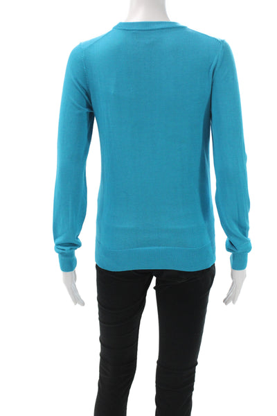 Michael Michael Kors Women Pullover Sweater Blue Crew Neck Long Sleeve Size XS
