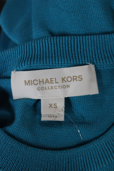 Michael Michael Kors Women Pullover Sweater Blue Crew Neck Long Sleeve Size XS