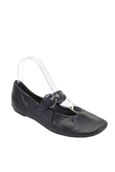 Reformation Women's Round Toe Slip-On Flat Shoes Black Size 6