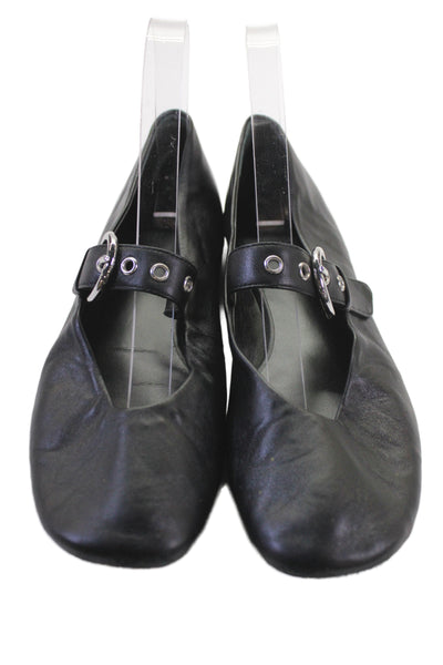 Reformation Women's Round Toe Slip-On Flat Shoes Black Size 6