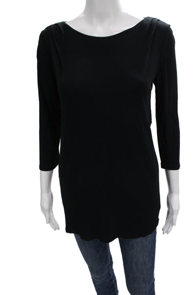 Emilio Pucci Women Tunic Blouse Black Viscose 3/4 Sleeve Size 8