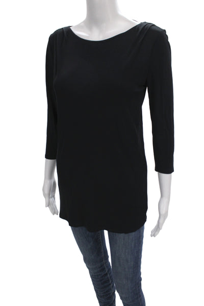 Emilio Pucci Women Tunic Blouse Black Viscose 3/4 Sleeve Size 8