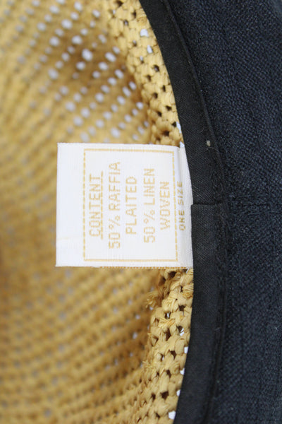 Helen Kaminski Womens Woven Bow Front Sun Hat Beige Black Size One Size