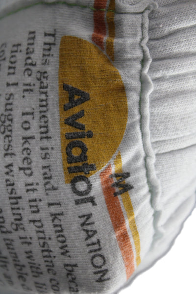Aviator Nation Unisex Adults Jogger Pants White Cotton  Face Size M
