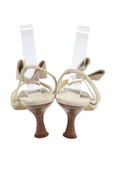 Kate Spade New York Womens Suede Bow Slingbacks Heels Beige Size 8.5 B