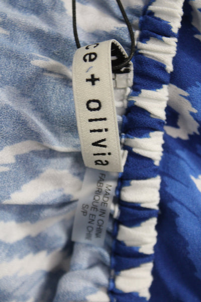 Alice + Olivia Womens Bohemian Blue Geometric Tunic Tie 3/4 Sleeve Size S