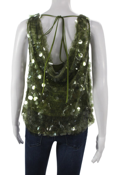 Cinq A Sept Women Green Cowl Neck Camisole Party Size M