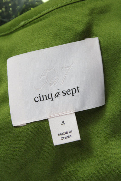Cinq A Sept Women Green Straight Pencil Midi Skirt Sequin Zip Size 4