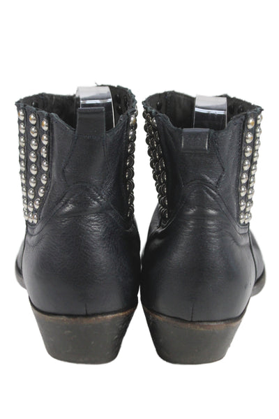 Golden Goose Deluxe Brand Womens Slip On Studded Stitched Ankle Boots Black 38