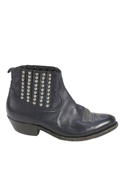 Golden Goose Deluxe Brand Womens Slip On Studded Stitched Ankle Boots Black 38