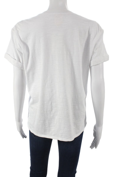 Cinq A Sept Womens White Jersey Crew Neck Cotton Short Sleeve T-Shirt Size M