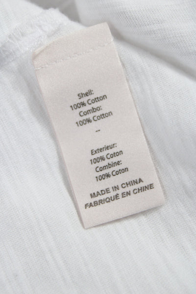 Cinq A Sept Womens White Jersey Crew Neck Cotton Short Sleeve T-Shirt Size M