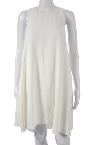 Alexander Wang Women Shift Dress Ivory Viscose Sleeveless Knee Length Size 8