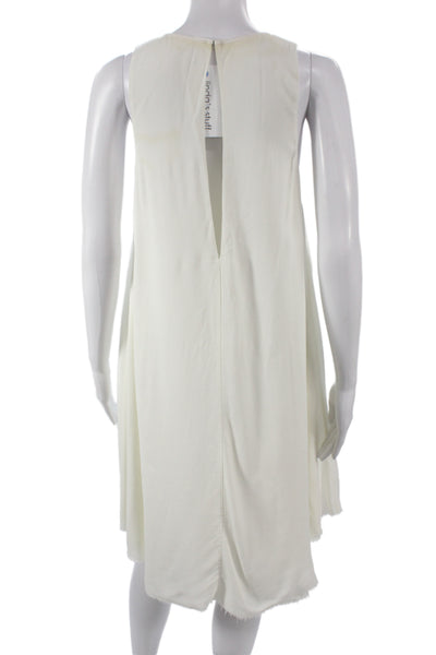 Alexander Wang Women Shift Dress Ivory Viscose Sleeveless Knee Length Size 8