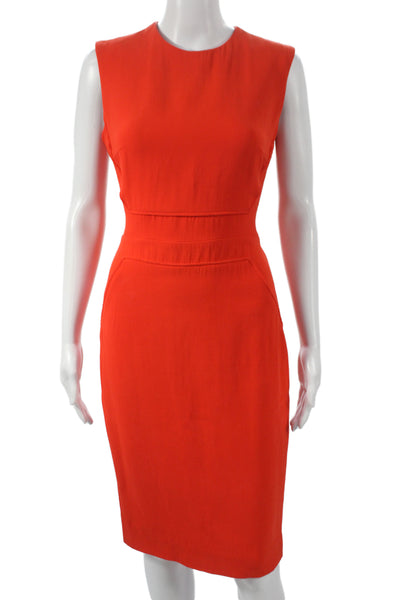 Victoria Beckham Womens Sheath Dress Orange Silk Zip Size 8