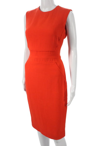 Victoria Beckham Womens Sheath Dress Orange Silk Zip Size 8