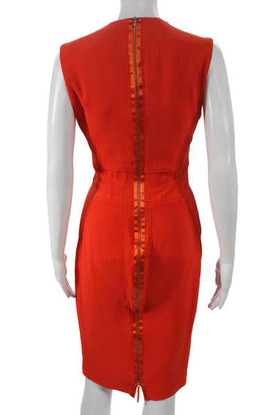 Victoria Beckham Womens Sheath Dress Orange Silk Zip Size 8