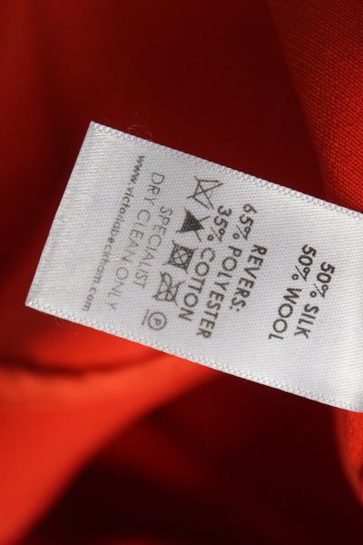 Victoria Beckham Womens Sheath Dress Orange Silk Zip Size 8