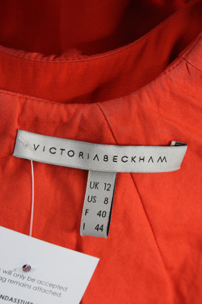Victoria Beckham Womens Sheath Dress Orange Silk Zip Size 8
