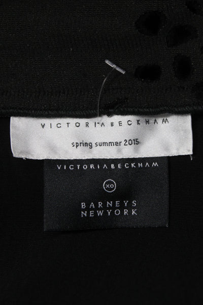 Victoria Beckham Womens Sheath Black Silk V-Neck Sleeveless Knee Length Size 10