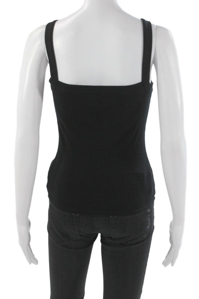 Reformation Women Basic Black Tencel Lyocell Square Neck Sleeveless Tank Size S