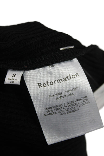 Reformation Women Basic Black Tencel Lyocell Square Neck Sleeveless Tank Size S