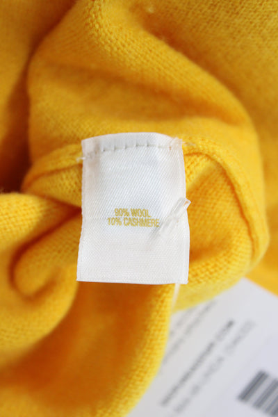 Kate Spade New York Women Cardigan Yellow 90% Wool 3/4 Sleeve Round Neck Size S