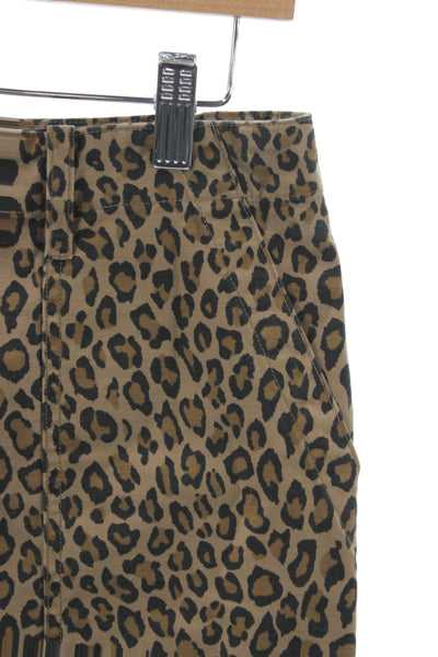 Nili Lotan Womens Beige Animal Print Cotton Mini Skirt Hook & Eye Size 2